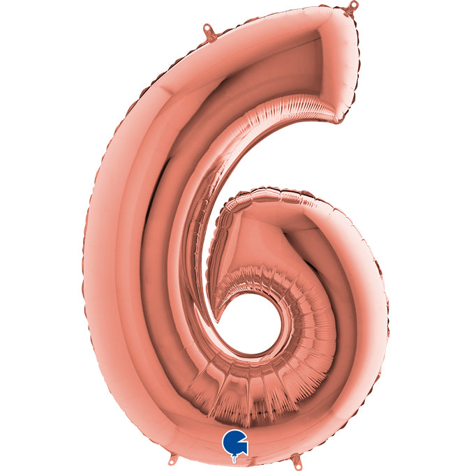 number 6 foil 100cm/40inch pink gold