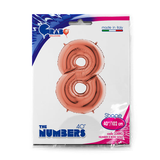 numero 8 foil 100cm/40inch rosa gold