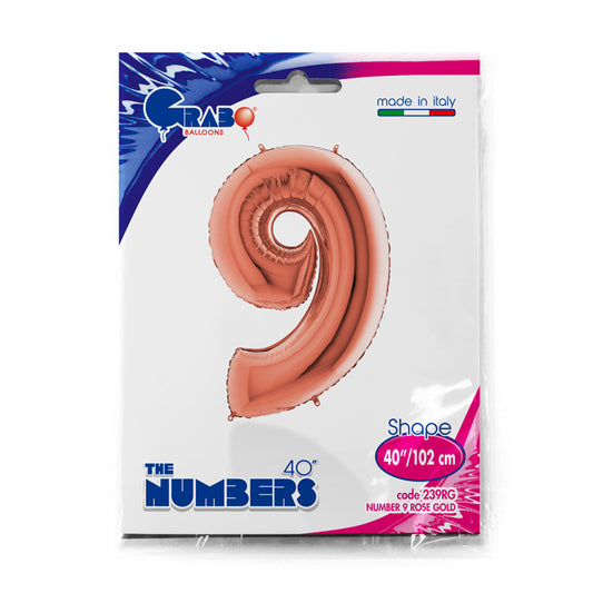 numero 9 foil 100cm/40inch rosa gold