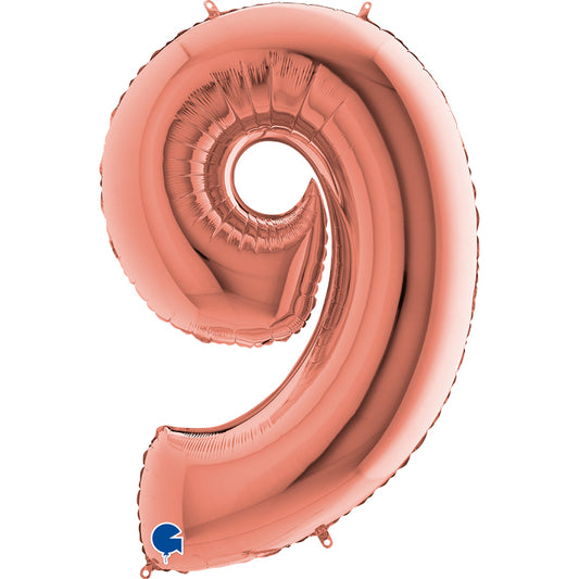 numero 9 foil 100cm/40inch rosa gold