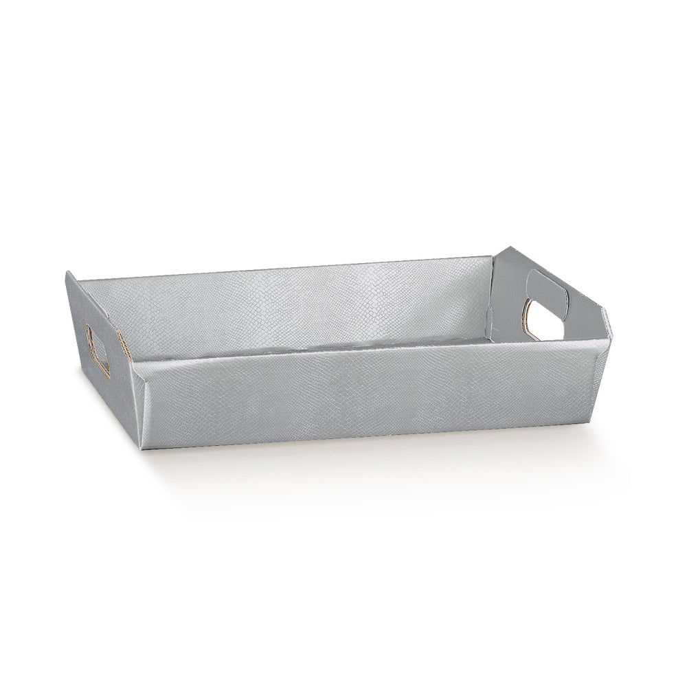 Cardboard basket 350x260x70mm silver skin