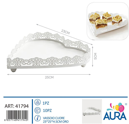 Vassoio cuore 23x2x5cm bianco
