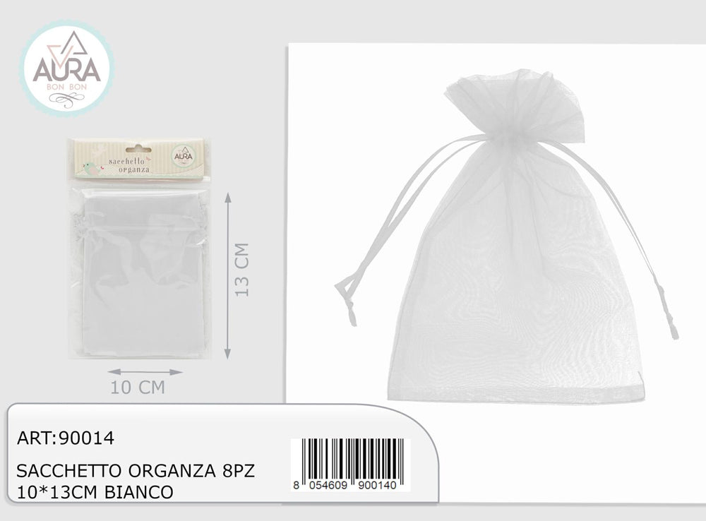 Organza bag 8pcs 10x13cm white