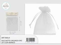 Sacchetto organza 8pz 10x13cm bianco