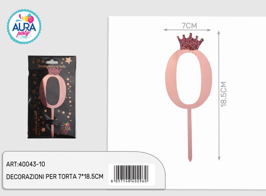 Cake topper rosa gold n. 0