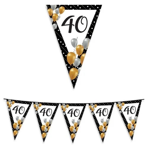 40th Anniversary Prestige 6m Plastic Flag Garland