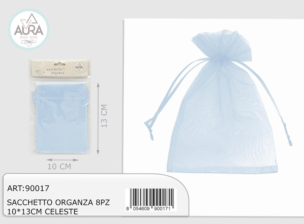 Organza bag 8pcs 10x13cm light blue