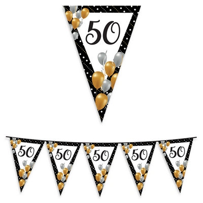 Festone bandierina in plastica 50 Anni Prestige 6m