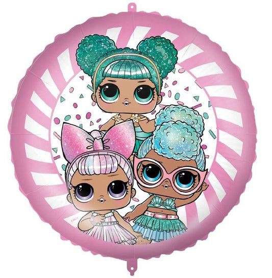 palloncino mylar lol surprise tondo diam cm 46 con cannuccia nas