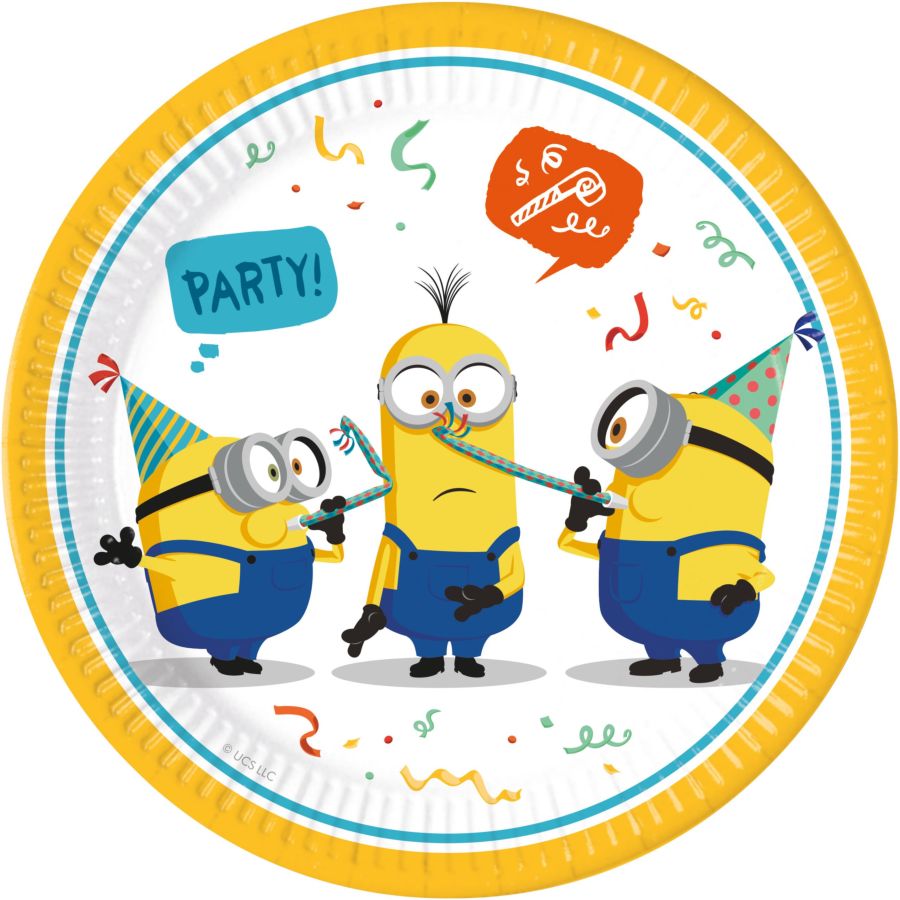 paper plates minions rise of crane diam 23 cm 8 pcs