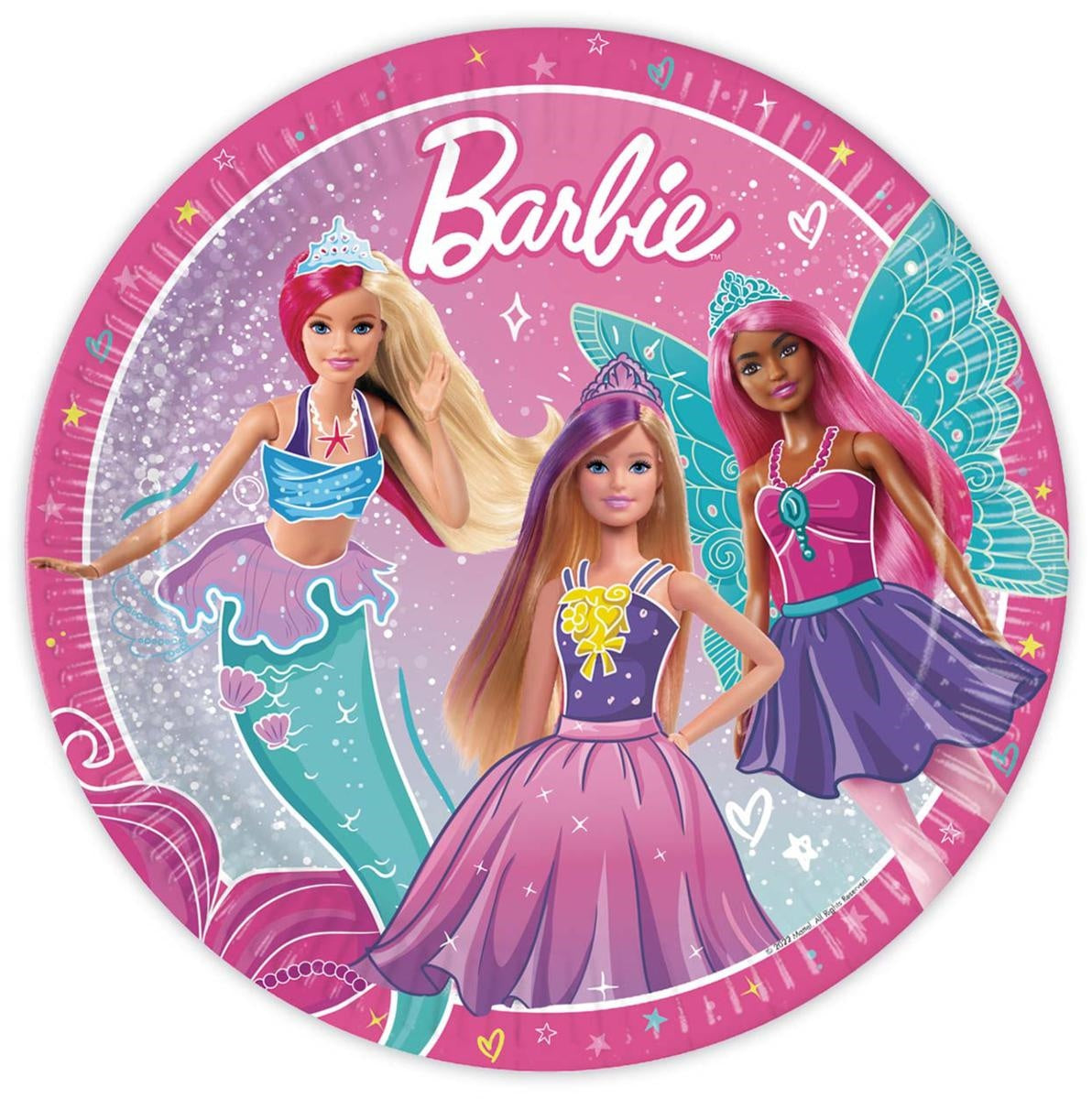 piatti carta barbie fantasy 23cm