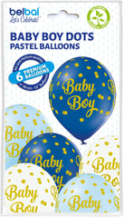 Baby Boy Dots Balloons 6pcs