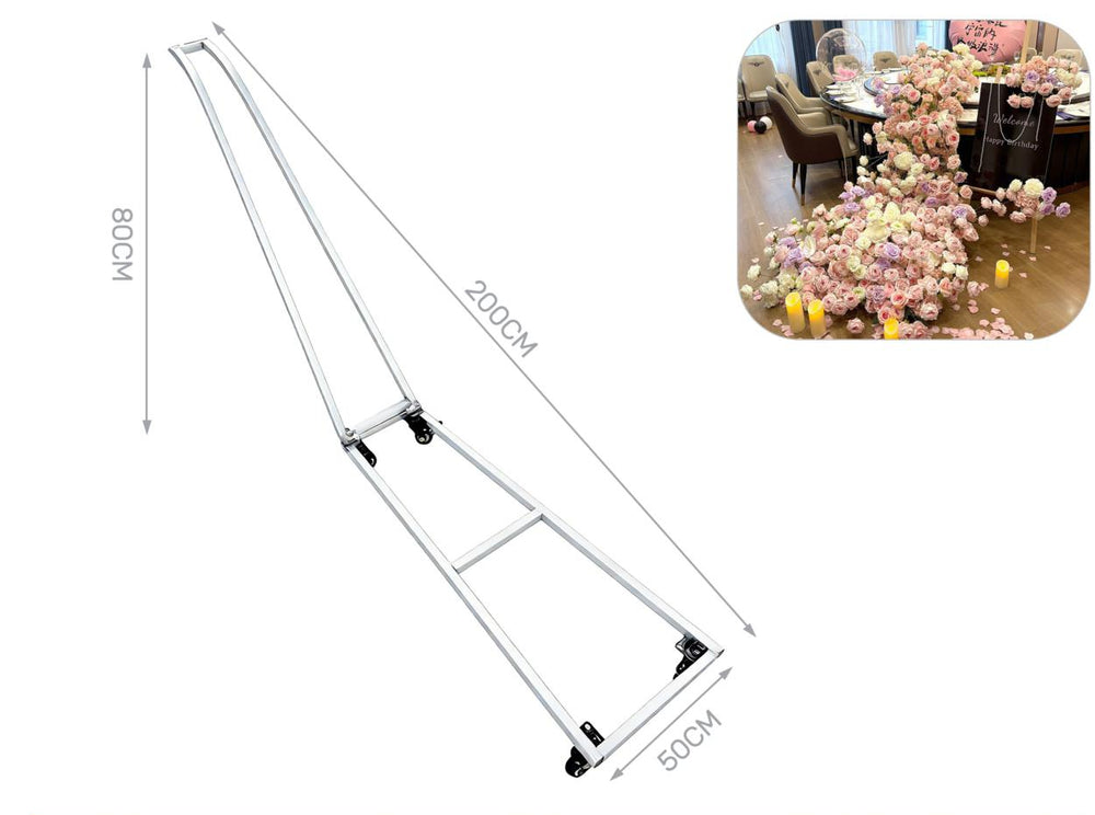 Carrello pieghevole in metallo bianco lunghezza 50x80x200cm