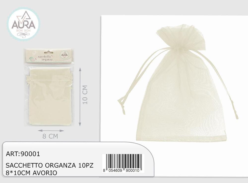 Organza bag 10pcs 8x10cm ivory