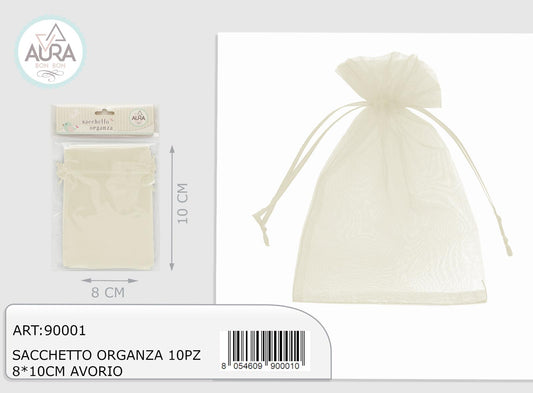 Sacchetto organza 10pz 8x10cm avorio