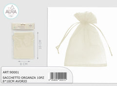 Organza bag 10pcs 8x10cm ivory