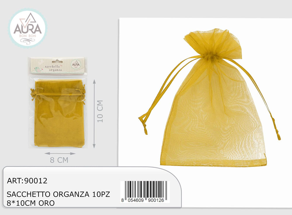 Organza bag 10pcs 8x10cm gold