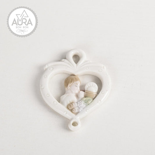 Appendino cuore bimbo Prima Comunione  8,4x6,8x0,8cm