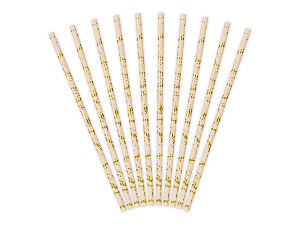 Pink and gold straws 19.5cm 10pcs