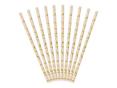 Pink and gold straws 19.5cm 10pcs