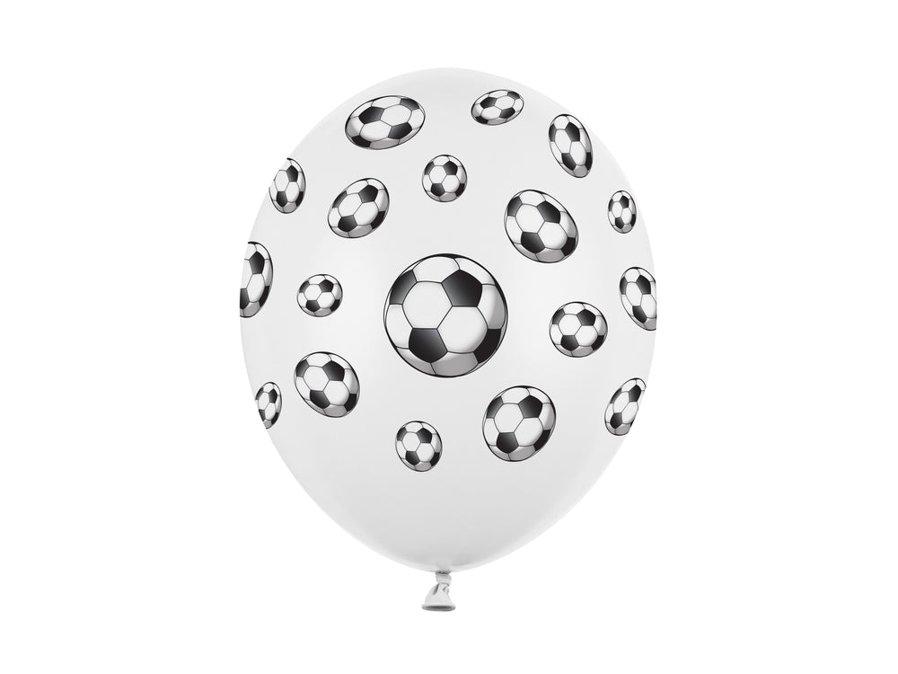 White Balloons with Soccer Balls 30cm 6pcs