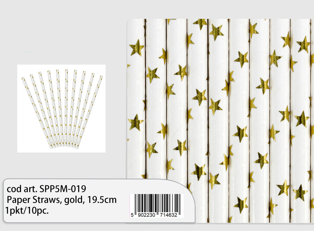 Gold straws 19.5cm 10pcs
