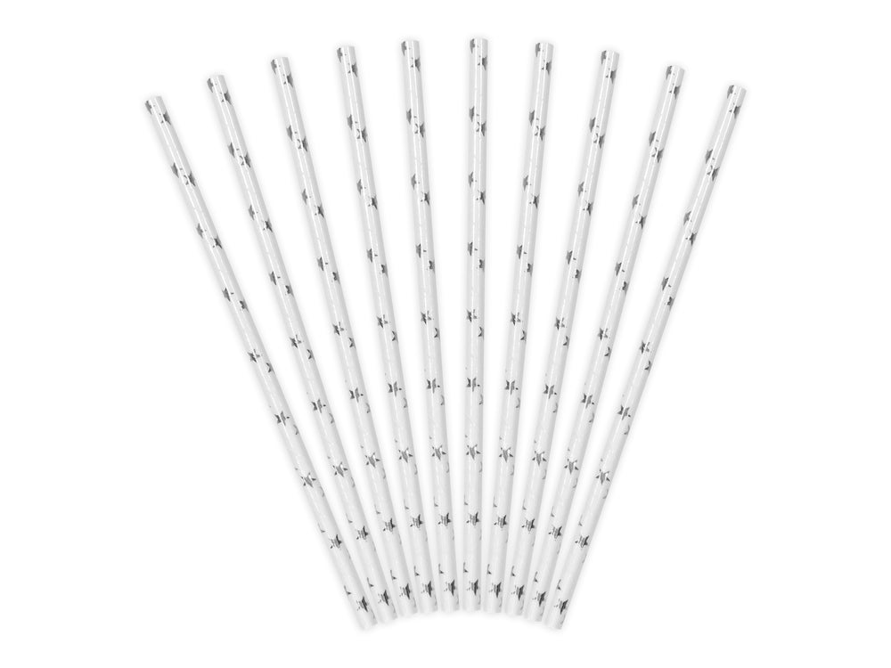 Silver star straws 19.5cm 10pcs