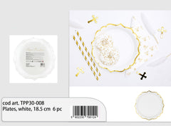 white and gold plates 18.5cm 6pcs