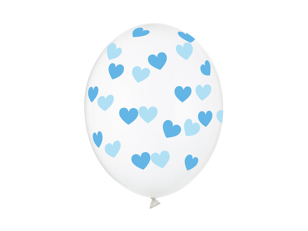 Balloons 30cm. hearts. crystal clear 6pcs