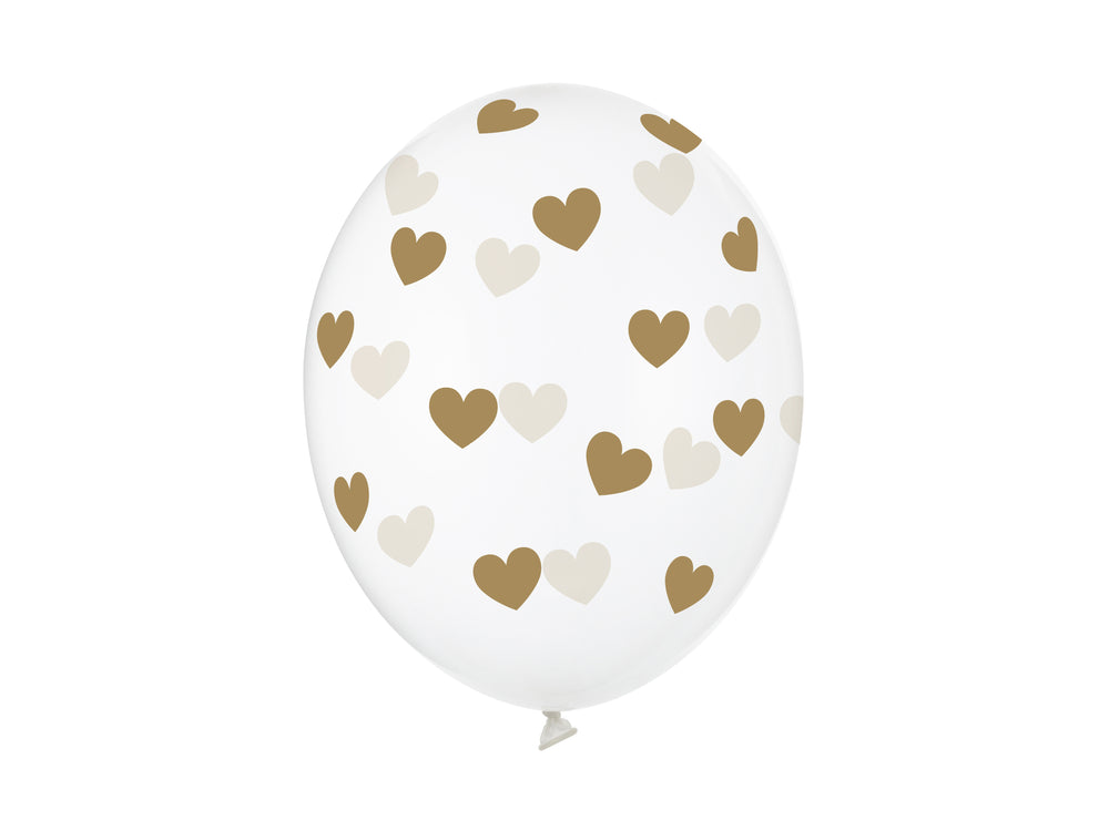 Balloons 30cm. hearts. crystal clear 6pz