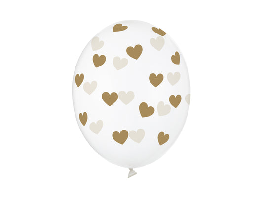 Balloons 30cm. hearts. crystal clear 6pz