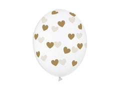 Balloons 30cm. hearts. crystal clear 6pcs