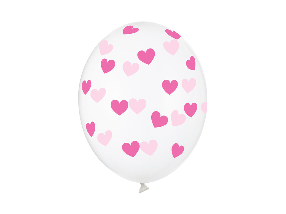 Balloons 30cm. hearts. crystal clear 6pcs