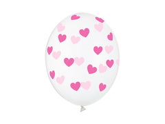 Balloons 30cm. hearts. crystal clear 6pcs