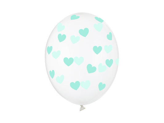 Balloons 30cm. hearts.crystal clear 6pz
