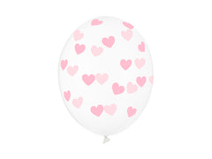 Balloons 30cm. hearts. crystal clear 6pcs