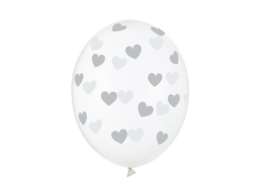 Balloons 30cm. hearts. crystal clear 6pz