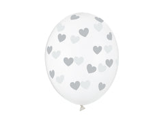 Balloons 30cm. hearts. crystal clear 6pcs