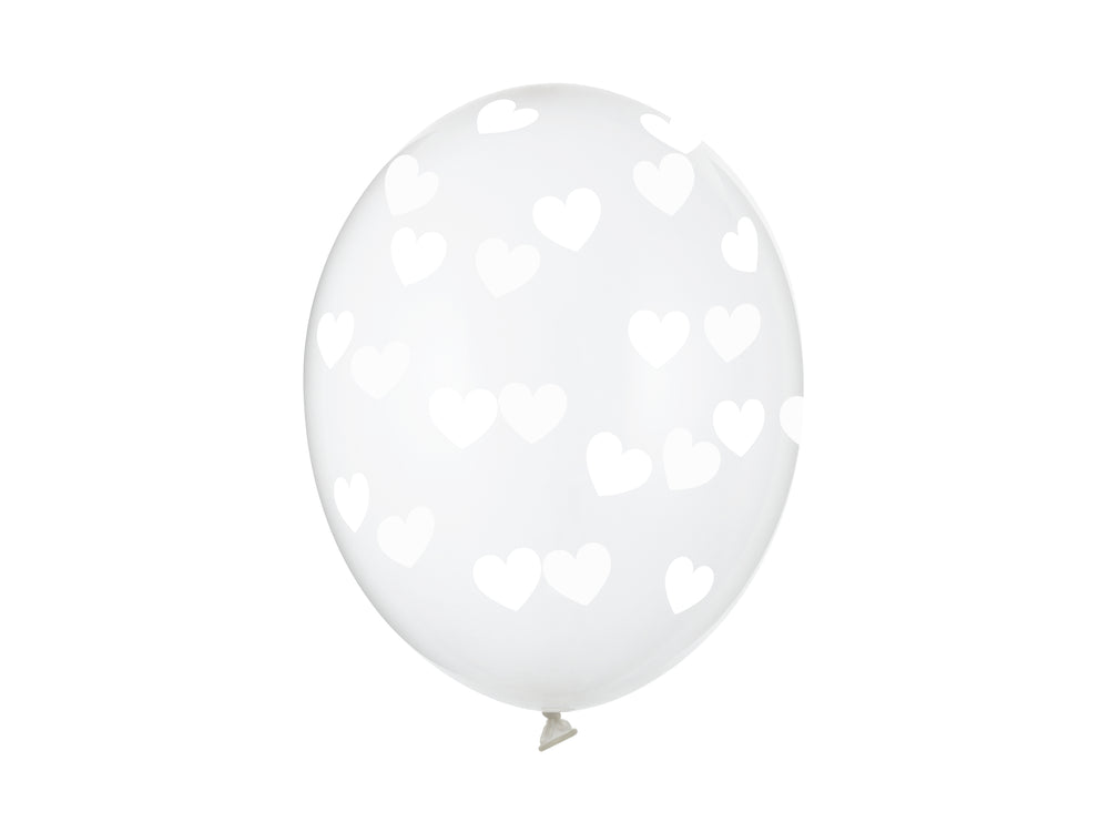 Balloons 30cm. hearts. crystal clear 6pcs