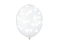 Balloons 30cm. hearts. crystal clear 6pcs