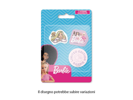 barbie gomme per cancellare 3 pz sagomate