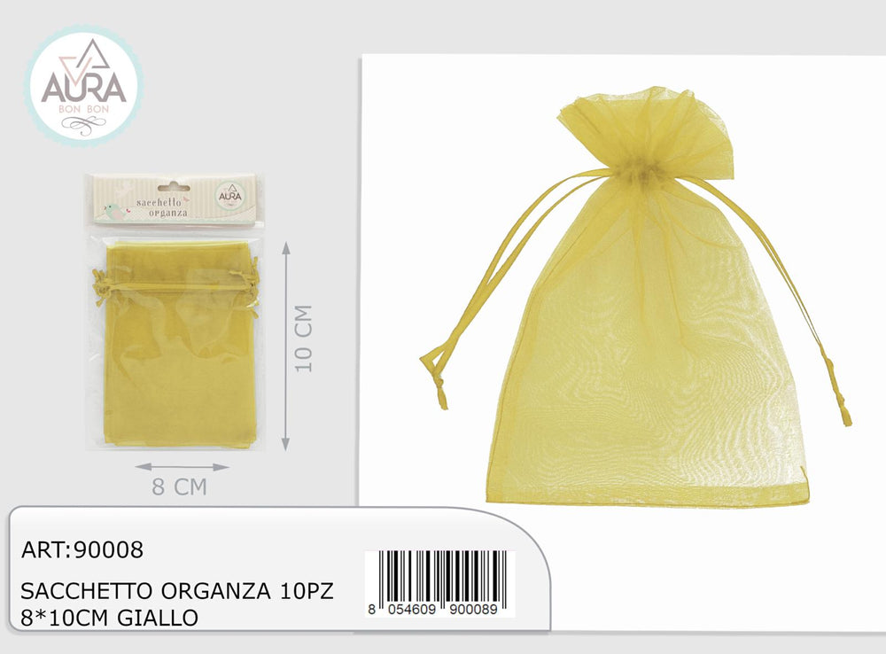 Organza bag 10pcs 8x10cm yellow