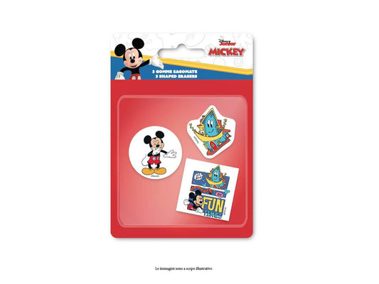 Mickey Mouse shaped erasers, 3 pieces