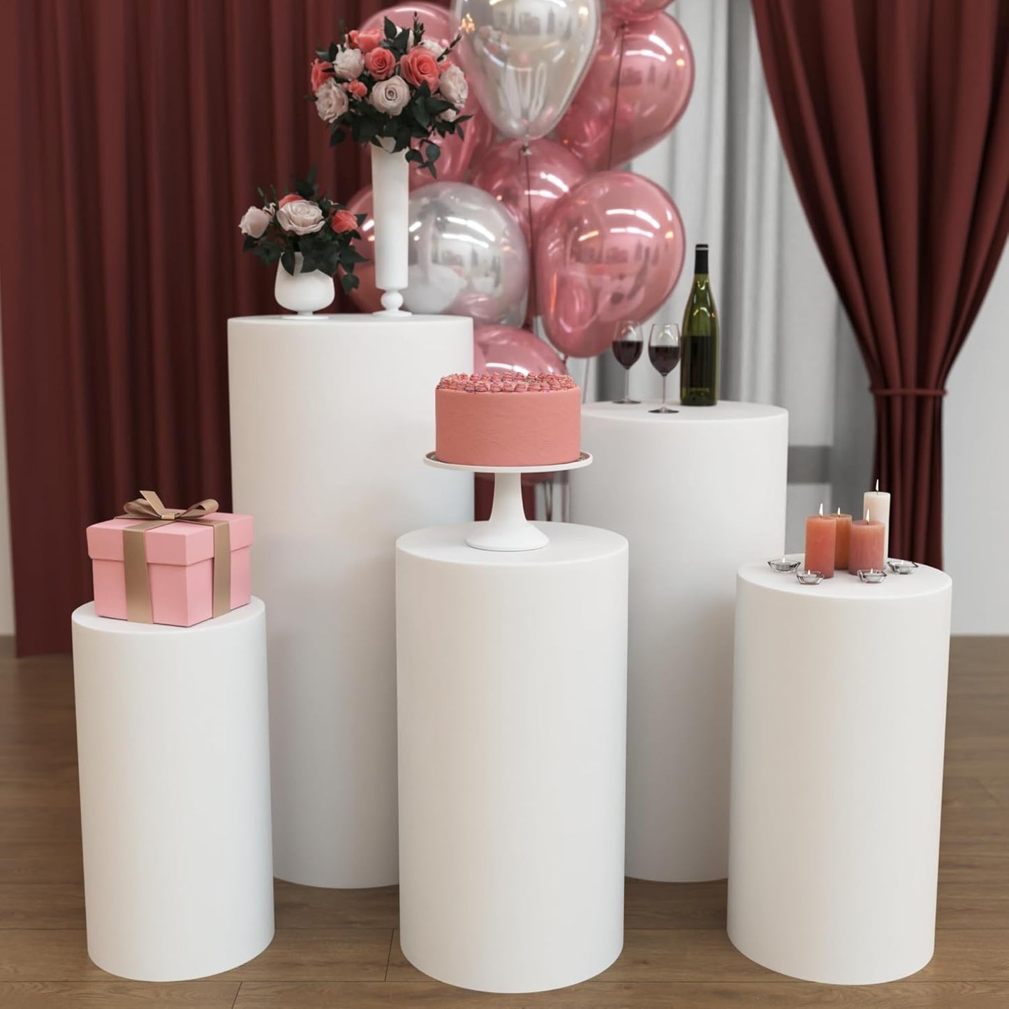 Set 5 cilindri in metallo bianco