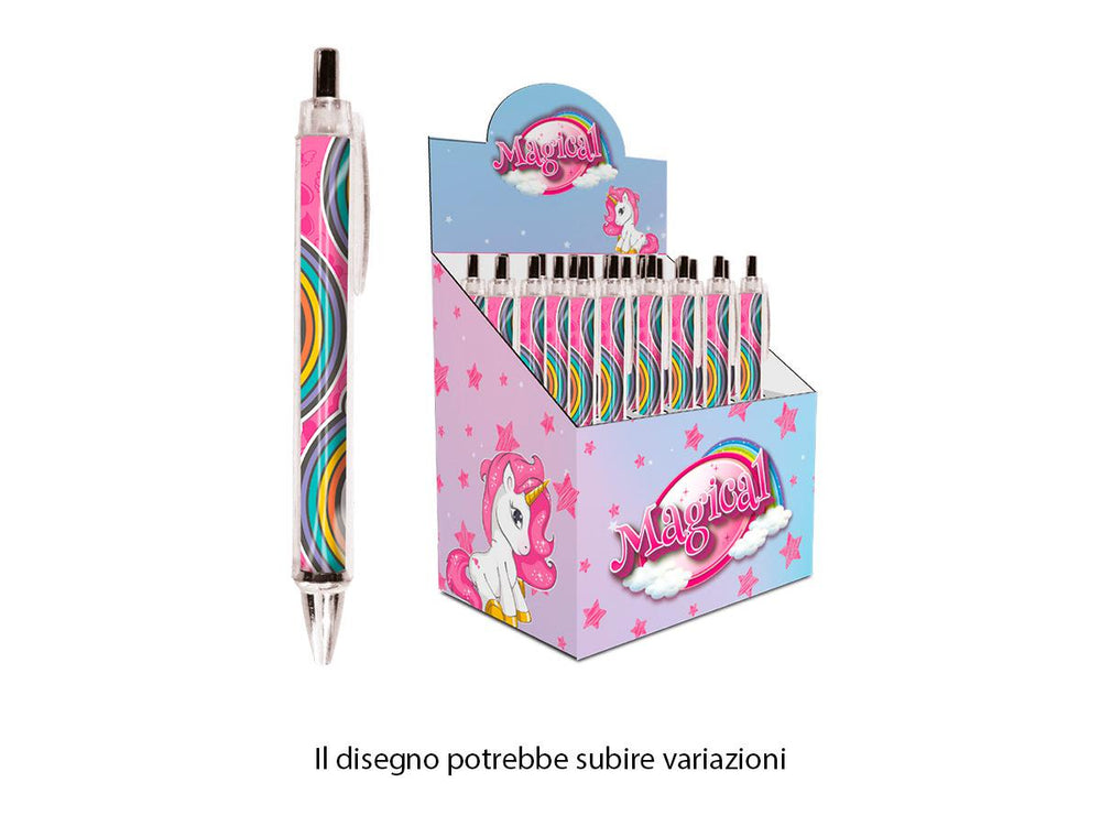 Penna a sfera a scatto unicorno – Aura, 1 pz