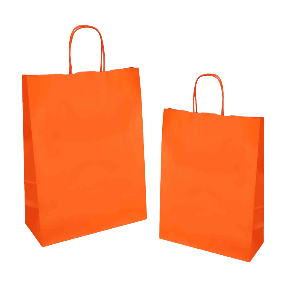 Orange jolly shopper size 22x10x32cm white kraft color