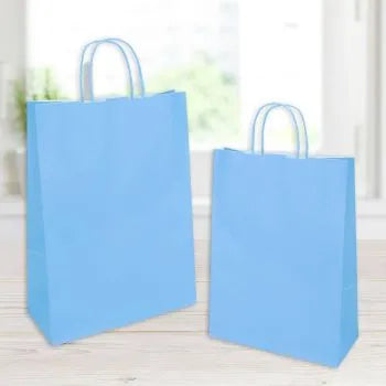 Jolly light blue shopper size 14x9x21cm white kraft colored