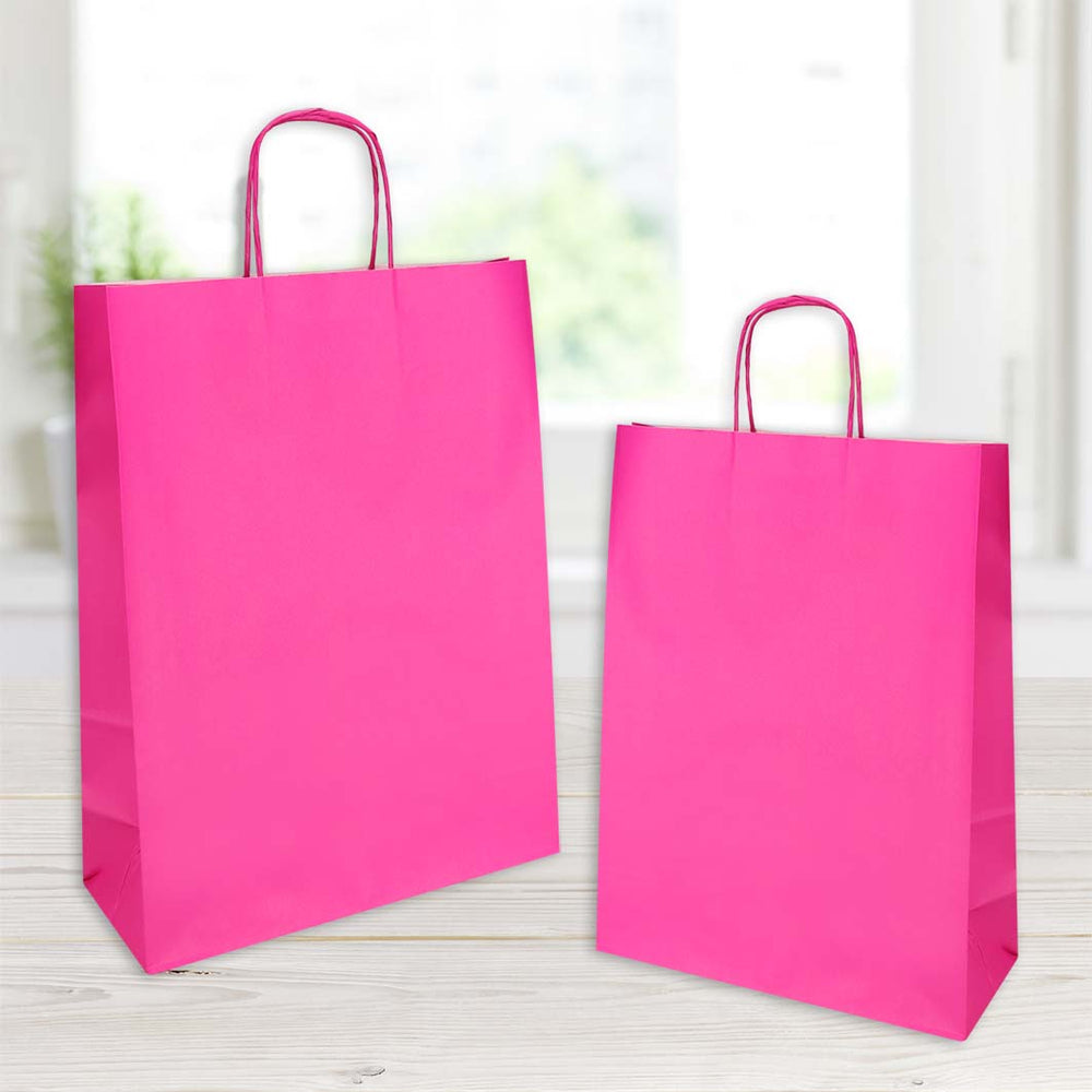 Jolly shopper fuchsia size 14x9x21cm white kraft colored