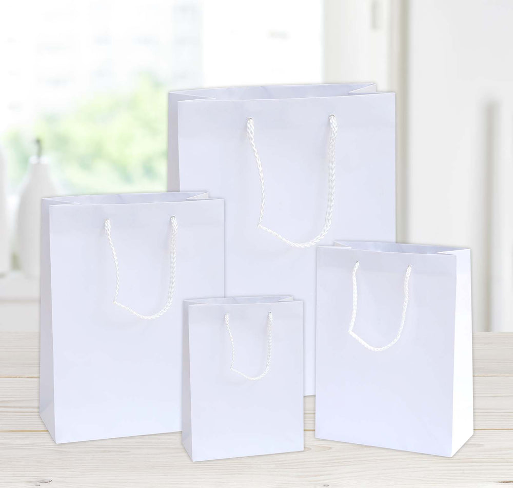 shopper in carta plastificata opaca color 27x12x37 bianco
