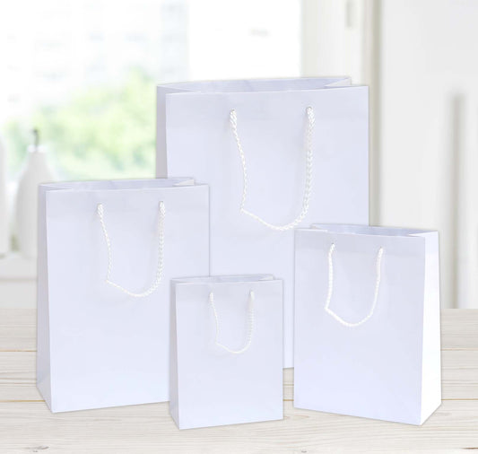 shopper in carta plastificata opaca color 27x12x37 bianco